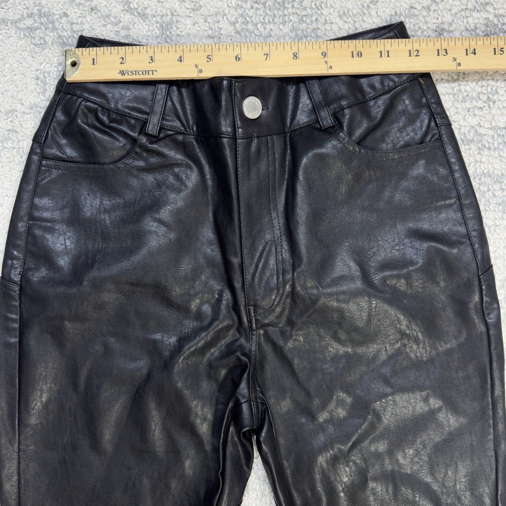 Nasty Gal Faux Leather Star Bum Flared Pants Size 0 Black Bellbottoms Rock New - Picture 4 of 11